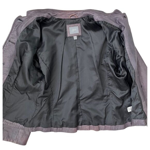 J. Jill Leather Jacket Purplish Gray Vintage Fade Moto Blazer MP (Fits Regular) - Picture 9 of 12